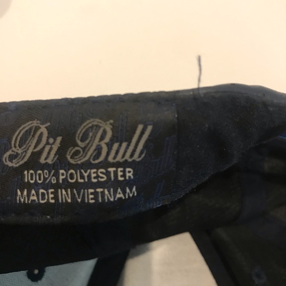 Pitbull Hat Cap Mens Blue Faux Leather Hip Hop Rap Snap Back - Picture 9 of 9